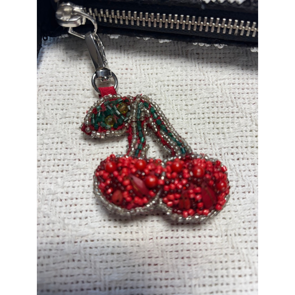 Viral Tik Toc Famous Made In India Cherry Houndtooth Beaded Handbag w/Cherry - Picture 3 of 12